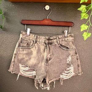 High Waisted Faded Black Shorts